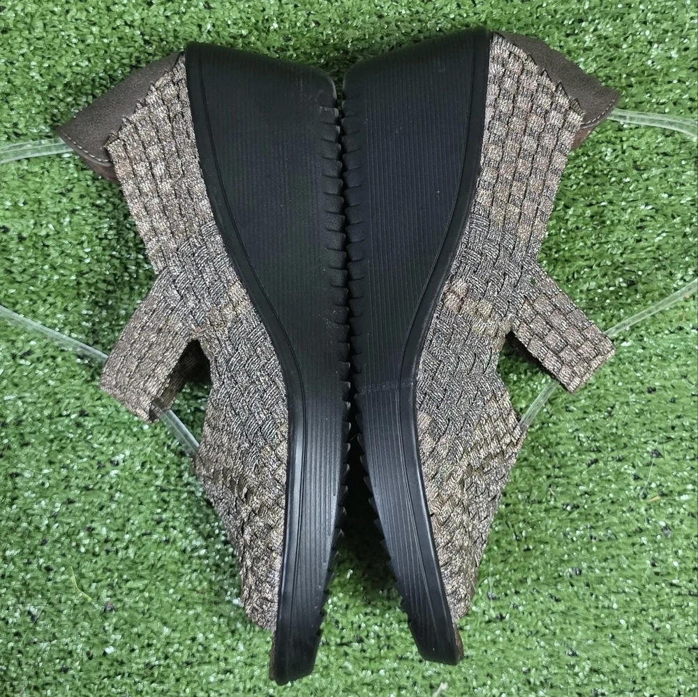 BARETRAPS | UMMA ELASTIC WOVEN PEEP-TOE MARY JANE WEDGE SANDALS